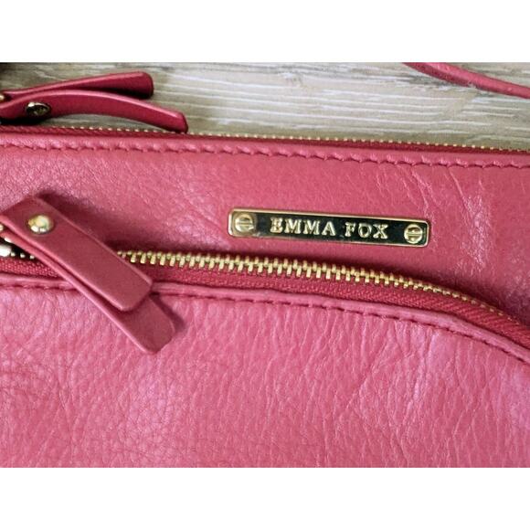 Emma Fox Leather Convertible Crossbody Bag Wristlet Cranberry Red Classics NEW - Picture 4 of 10